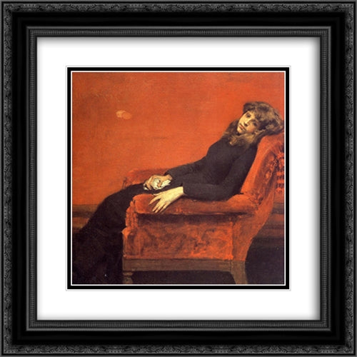 The Young Orphan, Study of a Young Girl 20x20 Black Ornate Wood Framed Art Print Poster with Double Matting by Chase, William Merritt