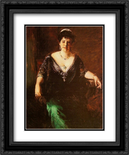 Portrait of Mrs William Merritt Chase 20x24 Black Ornate Wood Framed Art Print Poster with Double Matting by Chase, William Merritt