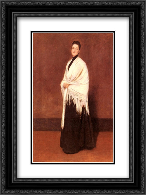 Portrait of Mrs. C. 18x24 Black Ornate Wood Framed Art Print Poster with Double Matting by Chase, William Merritt