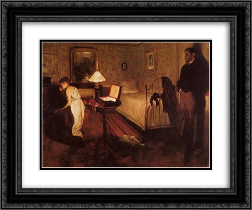 Interior 24x20 Black Ornate Wood Framed Art Print Poster with Double Matting by Degas, Edgar