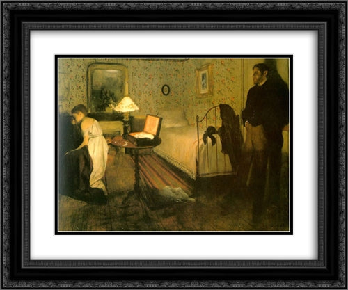 The Rape 24x20 Black Ornate Wood Framed Art Print Poster with Double Matting by Degas, Edgar