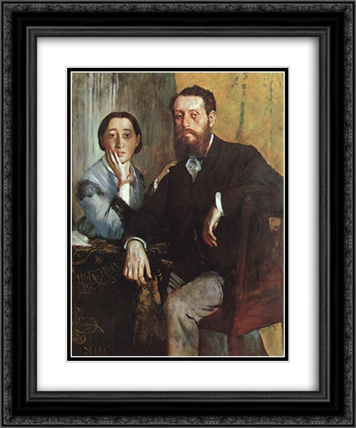 The Duke and Duchess Morbilli 20x24 Black Ornate Wood Framed Art Print Poster with Double Matting by Degas, Edgar