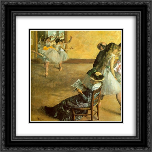 Ballet Class 20x20 Black Ornate Wood Framed Art Print Poster with Double Matting by Degas, Edgar