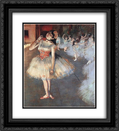 The Star 20x22 Black Ornate Wood Framed Art Print Poster with Double Matting by Degas, Edgar