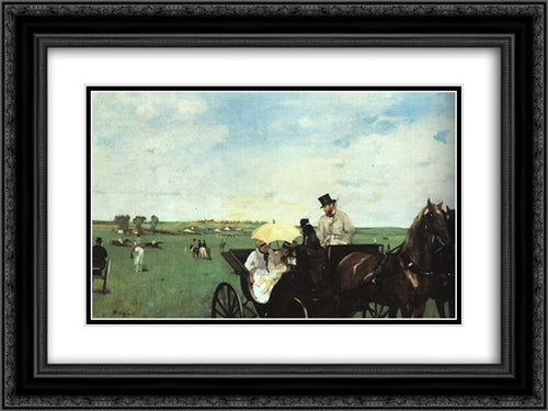 At the Races in the Country 24x18 Black Ornate Wood Framed Art Print Poster with Double Matting by Degas, Edgar