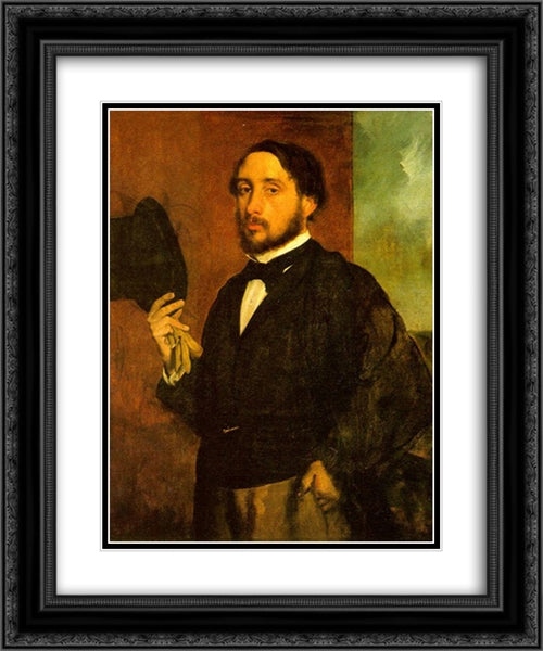 Self Portrait 20x24 Black Ornate Wood Framed Art Print Poster with Double Matting by Degas, Edgar