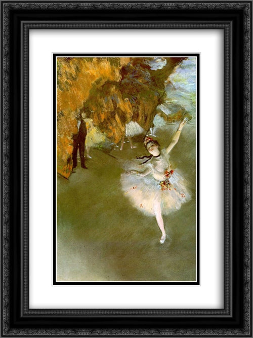 The Star 18x24 Black Ornate Wood Framed Art Print Poster with Double Matting by Degas, Edgar