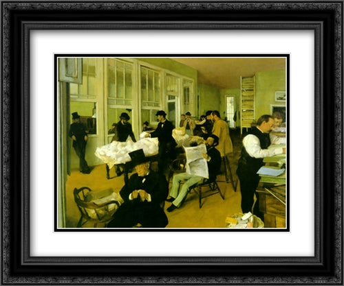 Portrait in a New Orleans Cotton Office 24x20 Black Ornate Wood Framed Art Print Poster with Double Matting by Degas, Edgar