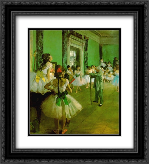 Dance Class 20x22 Black Ornate Wood Framed Art Print Poster with Double Matting by Degas, Edgar