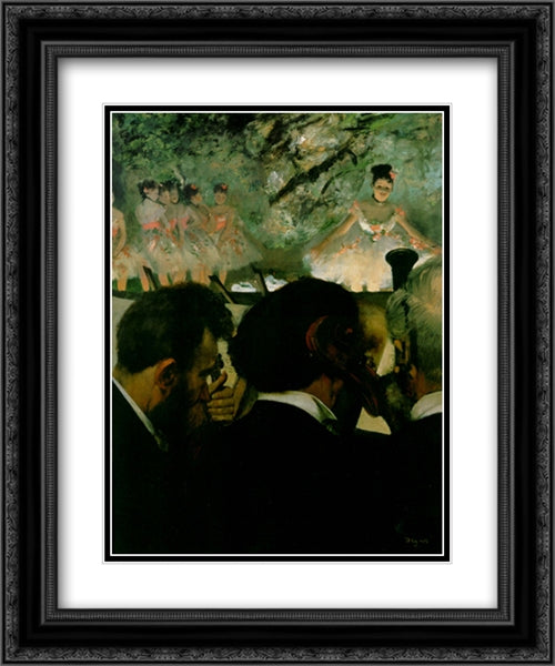 Orchestra Musicians 20x24 Black Ornate Wood Framed Art Print Poster with Double Matting by Degas, Edgar