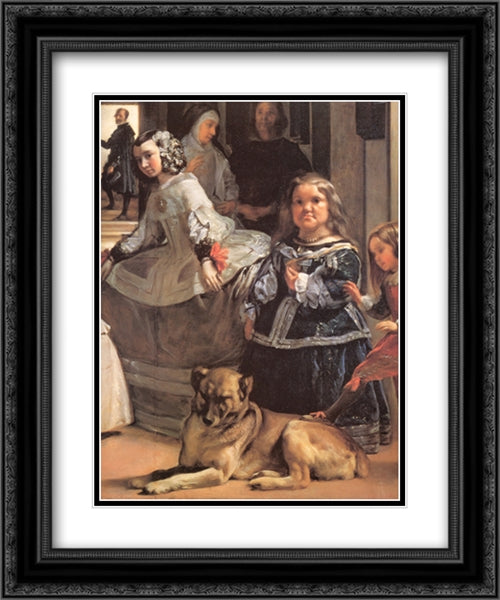 Las Meninas [detail] 20x24 Black Ornate Wood Framed Art Print Poster with Double Matting by Velazquez, Diego