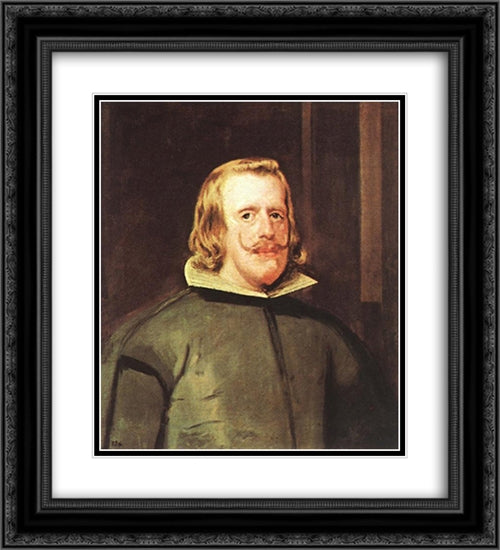 Philip IV 20x22 Black Ornate Wood Framed Art Print Poster with Double Matting by Velazquez, Diego