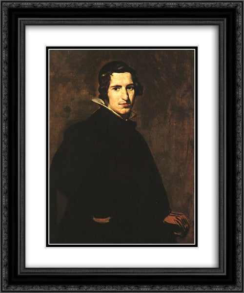 Portrait of a Young Man 20x24 Black Ornate Wood Framed Art Print Poster with Double Matting by Velazquez, Diego