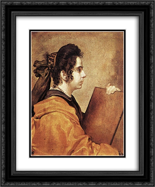 Sibyl 20x24 Black Ornate Wood Framed Art Print Poster with Double Matting by Velazquez, Diego