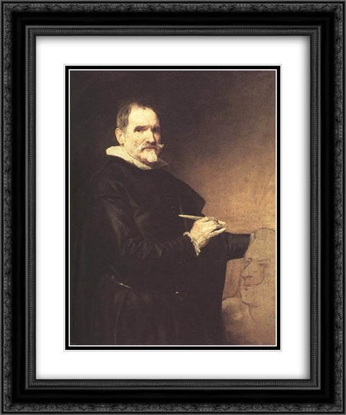 Juan Martinez Montanes 20x24 Black Ornate Wood Framed Art Print Poster with Double Matting by Velazquez, Diego