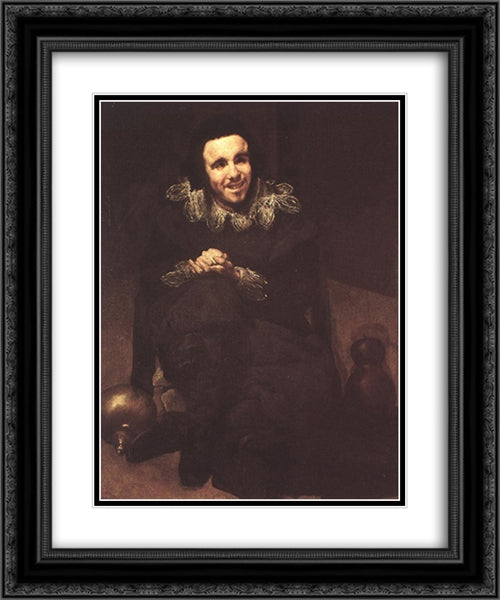 The Dwarf Don Juan Calabazas, called Calabacillas 20x24 Black Ornate Wood Framed Art Print Poster with Double Matting by Velazquez, Diego