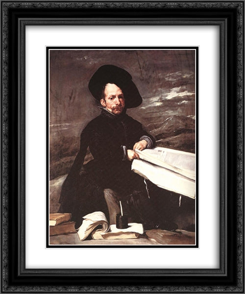 Diego de Acedo (El Primo) 20x24 Black Ornate Wood Framed Art Print Poster with Double Matting by Velazquez, Diego