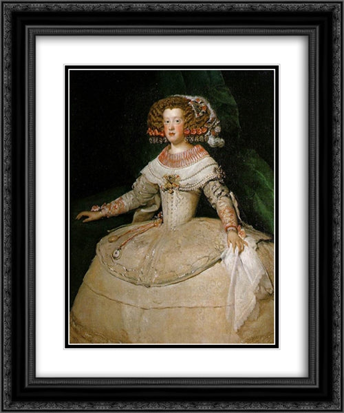 Maria Teresa of Spain (with 'the two watches') 20x24 Black Ornate Wood Framed Art Print Poster with Double Matting by Velazquez, Diego