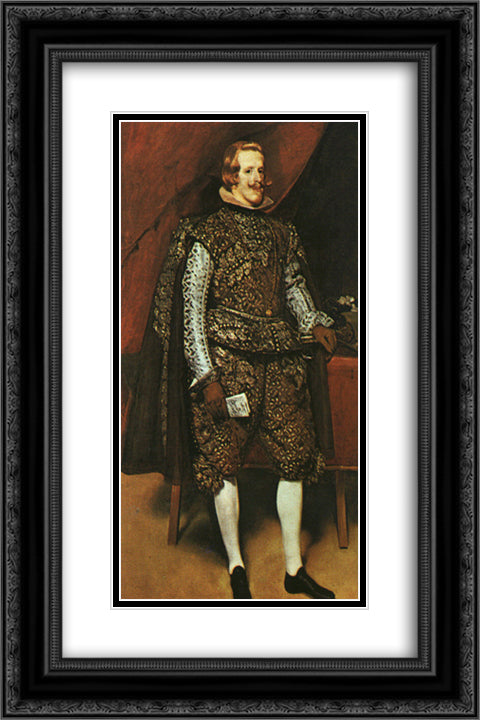 Philip IV in Brown and Silver 16x24 Black Ornate Wood Framed Art Print Poster with Double Matting by Velazquez, Diego