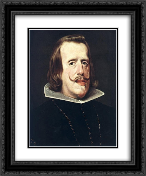 Portrait of Philip IV 20x24 Black Ornate Wood Framed Art Print Poster with Double Matting by Velazquez, Diego