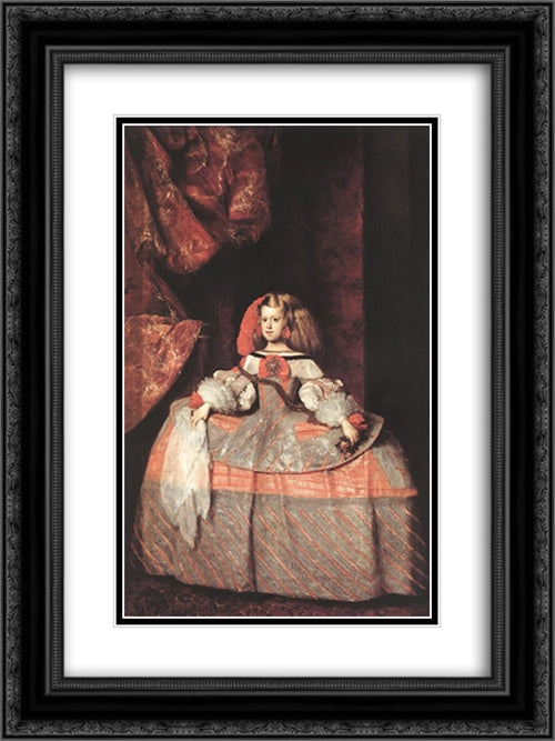 The Infanta Don Margarita de Austria 18x24 Black Ornate Wood Framed Art Print Poster with Double Matting by Velazquez, Diego