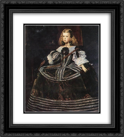 Portrait of the Infanta Margarita 20x22 Black Ornate Wood Framed Art Print Poster with Double Matting by Velazquez, Diego