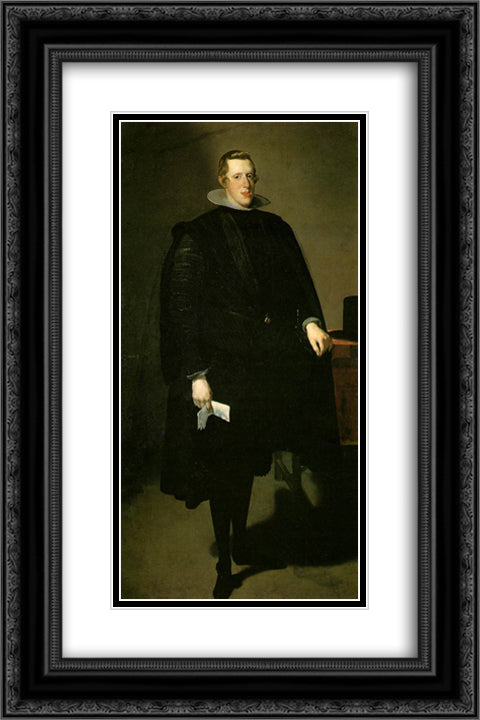 Philip IV 16x24 Black Ornate Wood Framed Art Print Poster with Double Matting by Velazquez, Diego