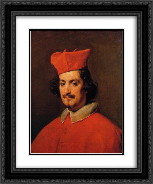 Cardinal Camillo Astalli 20x24 Black Ornate Wood Framed Art Print Poster with Double Matting by Velazquez, Diego