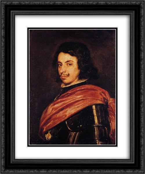 Francesco II d'Este, Duke of Modena 20x24 Black Ornate Wood Framed Art Print Poster with Double Matting by Velazquez, Diego