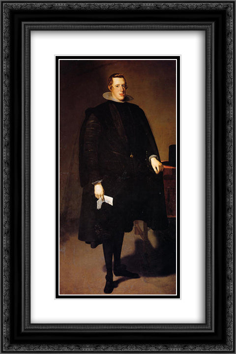 Philip IV, Standing 16x24 Black Ornate Wood Framed Art Print Poster with Double Matting by Velazquez, Diego