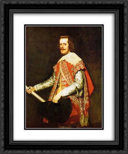 Philip IV at Fraga 20x24 Black Ornate Wood Framed Art Print Poster with Double Matting by Velazquez, Diego