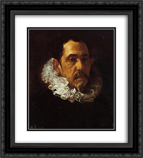 Portrait of a Man with a Goatee 20x22 Black Ornate Wood Framed Art Print Poster with Double Matting by Velazquez, Diego