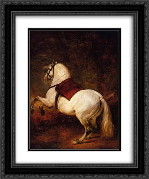 The White Horse 20x24 Black Ornate Wood Framed Art Print Poster with Double Matting by Velazquez, Diego