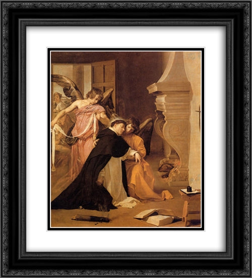 The Temptation of St. Thomas Aquinas 20x22 Black Ornate Wood Framed Art Print Poster with Double Matting by Velazquez, Diego