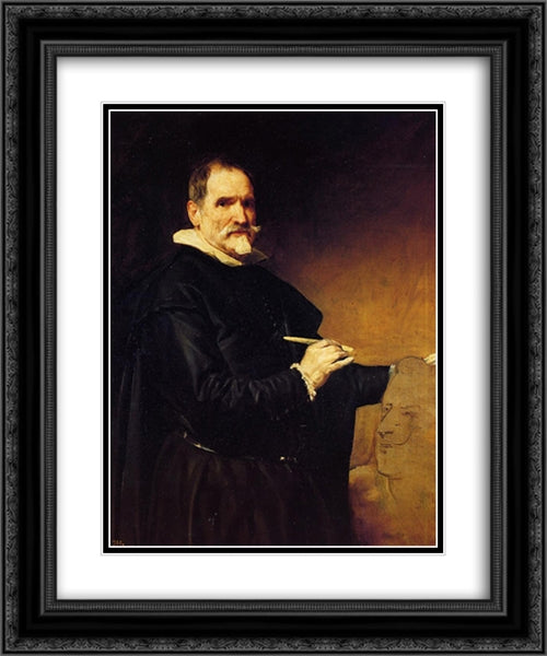 The Sculptor Martínez Montanes 20x24 Black Ornate Wood Framed Art Print Poster with Double Matting by Velazquez, Diego