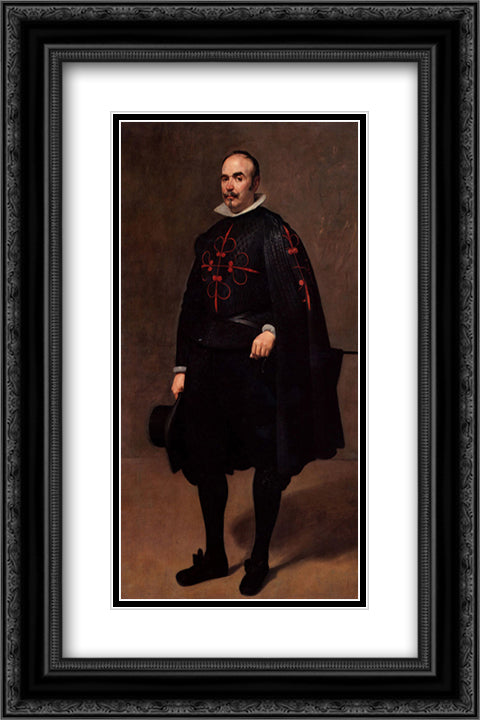 Portrait 16x24 Black Ornate Wood Framed Art Print Poster with Double Matting by Velazquez, Diego