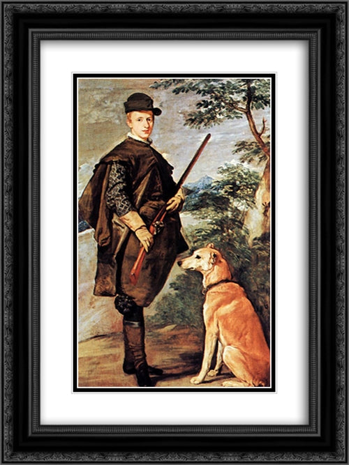 Cardinale Infante Ferdinand of Austria as Hunter 18x24 Black Ornate Wood Framed Art Print Poster with Double Matting by Velazquez, Diego