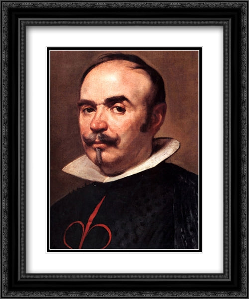 Portrait [detail] 20x24 Black Ornate Wood Framed Art Print Poster with Double Matting by Velazquez, Diego