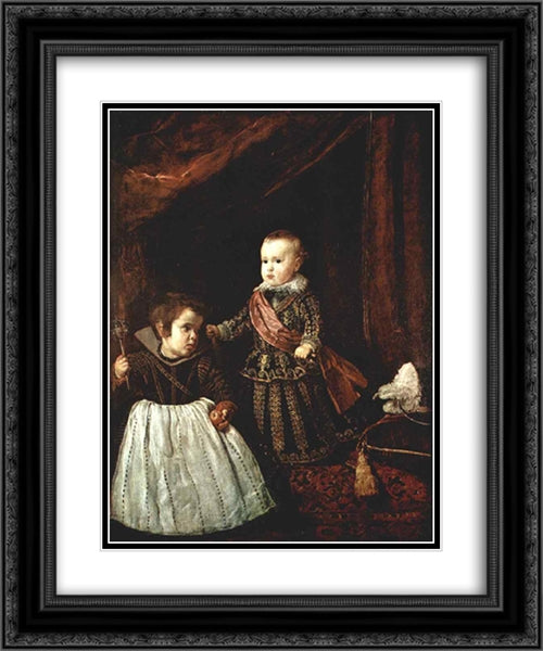 Prince Baltasar Carlos with a Dwarf 20x24 Black Ornate Wood Framed Art Print Poster with Double Matting by Velazquez, Diego