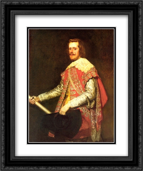 Phillip IV in Army Dress 20x24 Black Ornate Wood Framed Art Print Poster with Double Matting by Velazquez, Diego