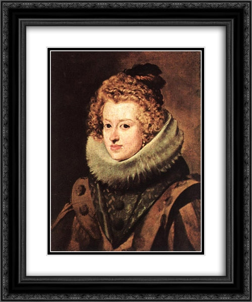 Dona Maria de Austria, Queen of Hungary 20x24 Black Ornate Wood Framed Art Print Poster with Double Matting by Velazquez, Diego