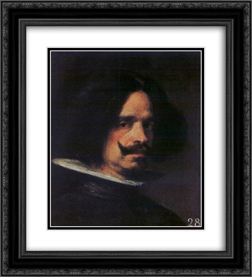 Self Portrait 20x22 Black Ornate Wood Framed Art Print Poster with Double Matting by Velazquez, Diego