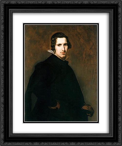 Young Man 20x24 Black Ornate Wood Framed Art Print Poster with Double Matting by Velazquez, Diego