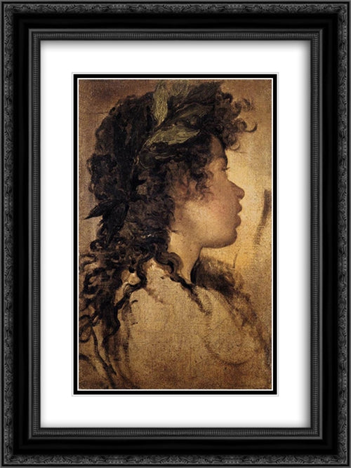 Study for the head of Apollo 18x24 Black Ornate Wood Framed Art Print Poster with Double Matting by Velazquez, Diego