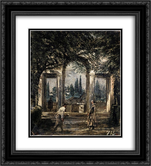 Villa Medici, Pavillion of Ariadne 20x22 Black Ornate Wood Framed Art Print Poster with Double Matting by Velazquez, Diego