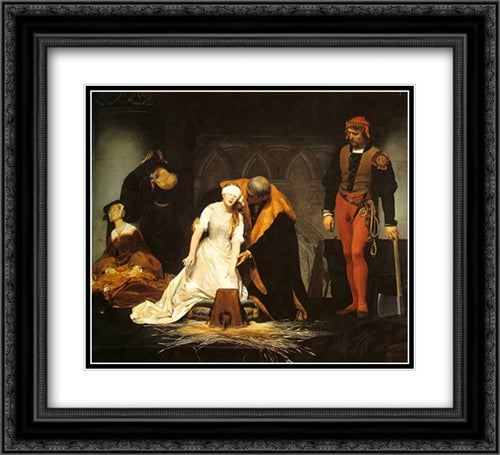 The Execution of Lady Jane Grey 22x20 Black Ornate Wood Framed Art Print Poster with Double Matting by Delaroche, Paul