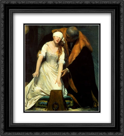 The Execution of Lady Jane Grey ' detail 20x22 Black Ornate Wood Framed Art Print Poster with Double Matting by Delaroche, Paul