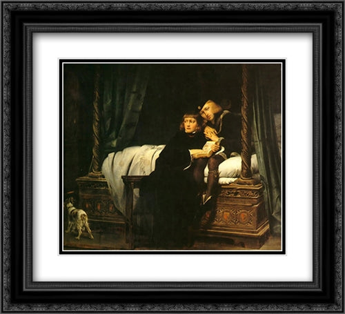 The children of King Edward imprisoned in the Tower 22x20 Black Ornate Wood Framed Art Print Poster with Double Matting by Delaroche, Paul