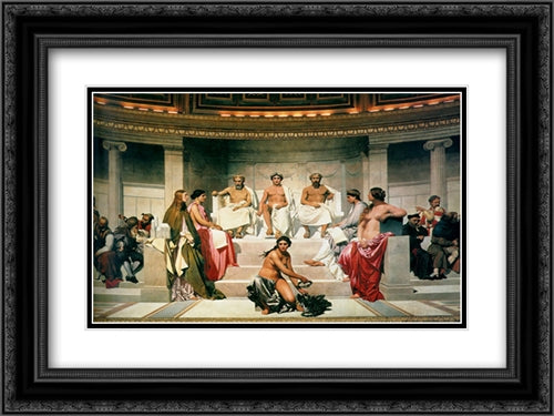 Hemicycle of the Ecole des Beaux'Arts 24x18 Black Ornate Wood Framed Art Print Poster with Double Matting by Delaroche, Paul