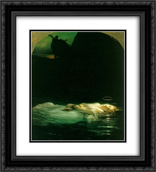 Young Christian Martyr 20x22 Black Ornate Wood Framed Art Print Poster with Double Matting by Delaroche, Paul